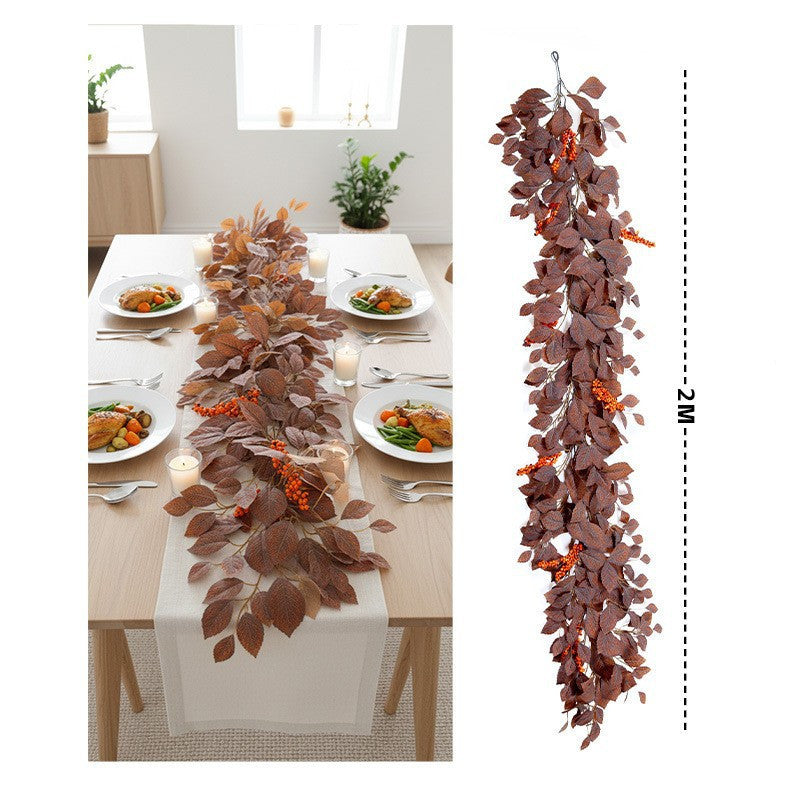 Autumn Magnolia Leaf Garland, 6.5ft Realistic Faux Greenery, Rustic Vine for Wedding Arch, Table Runner, Fireplace Mantel, Thanksgiving Home Decor