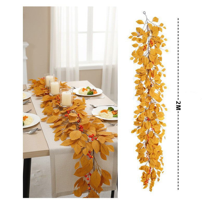 Autumn Magnolia Leaf Garland, 6.5ft Realistic Faux Greenery, Rustic Vine for Wedding Arch, Table Runner, Fireplace Mantel, Thanksgiving Home Decor