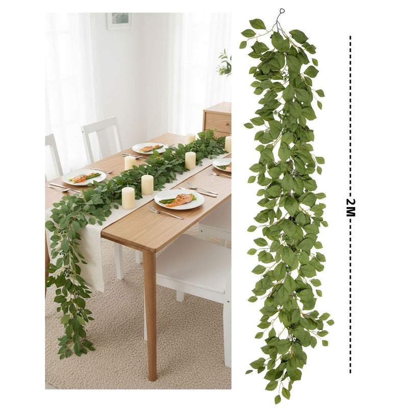 Autumn Magnolia Leaf Garland, 6.5ft Realistic Faux Greenery, Rustic Vine for Wedding Arch, Table Runner, Fireplace Mantel, Thanksgiving Home Decor