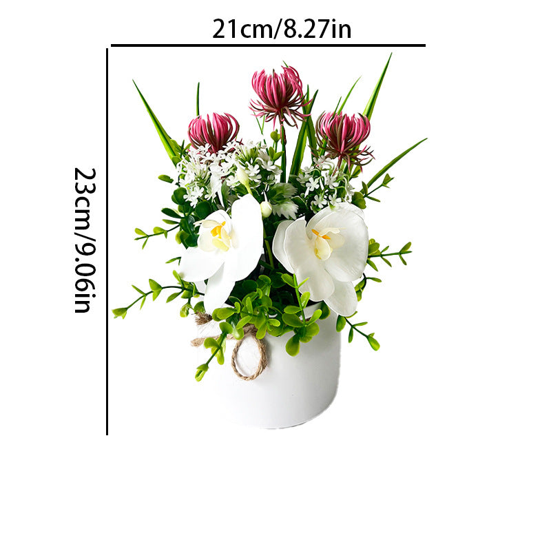 Lifelike Phalaenopsis Orchid Arrangement, 9-inch Faux White Moth Orchid in Pot, Realistic Silk Flowers for Home Decor, Wedding Centerpieces, DIY Events