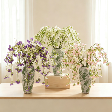 5-Stem Set 37" Long Cascading Artificial Flowers, Realistic Trailing Floral Vines for Dreamy Wedding Arch, Home Decor, DIY Centerpieces