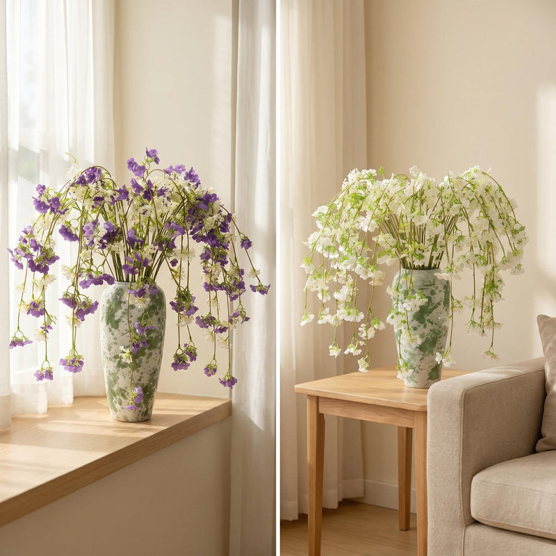 5-Stem Set 37" Long Cascading Artificial Flowers, Realistic Trailing Floral Vines for Dreamy Wedding Arch, Home Decor, DIY Centerpieces