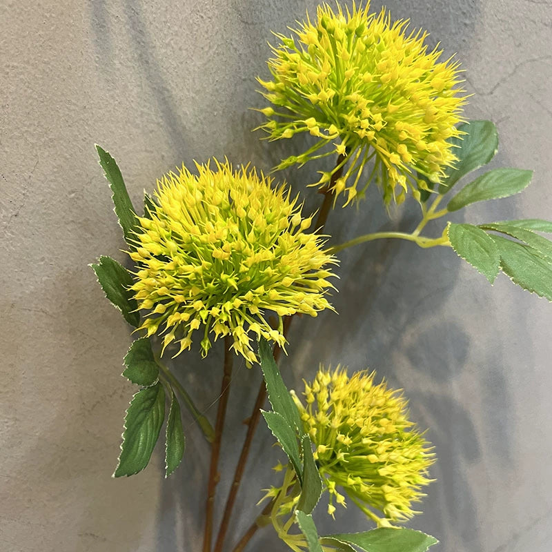 Faux Allium Stems, 26" Tall 3-Head Dandelion Puff Spray, Realistic Long Stem Flowers for Vase, Modern Home Decor, DIY Wedding Bouquet