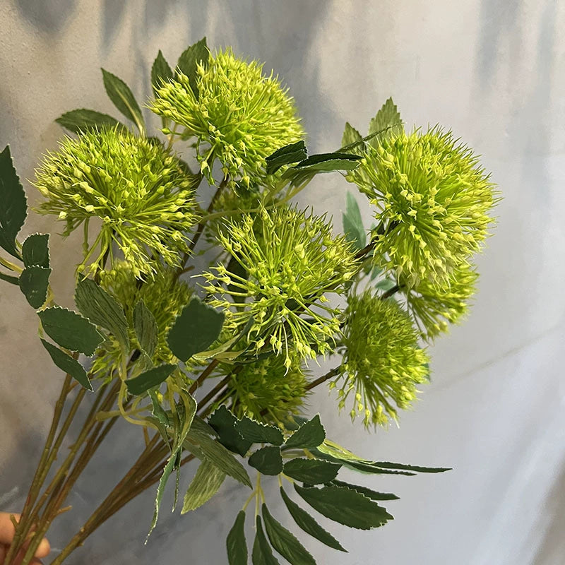 Faux Allium Stems, 26" Tall 3-Head Dandelion Puff Spray, Realistic Long Stem Flowers for Vase, Modern Home Decor, DIY Wedding Bouquet