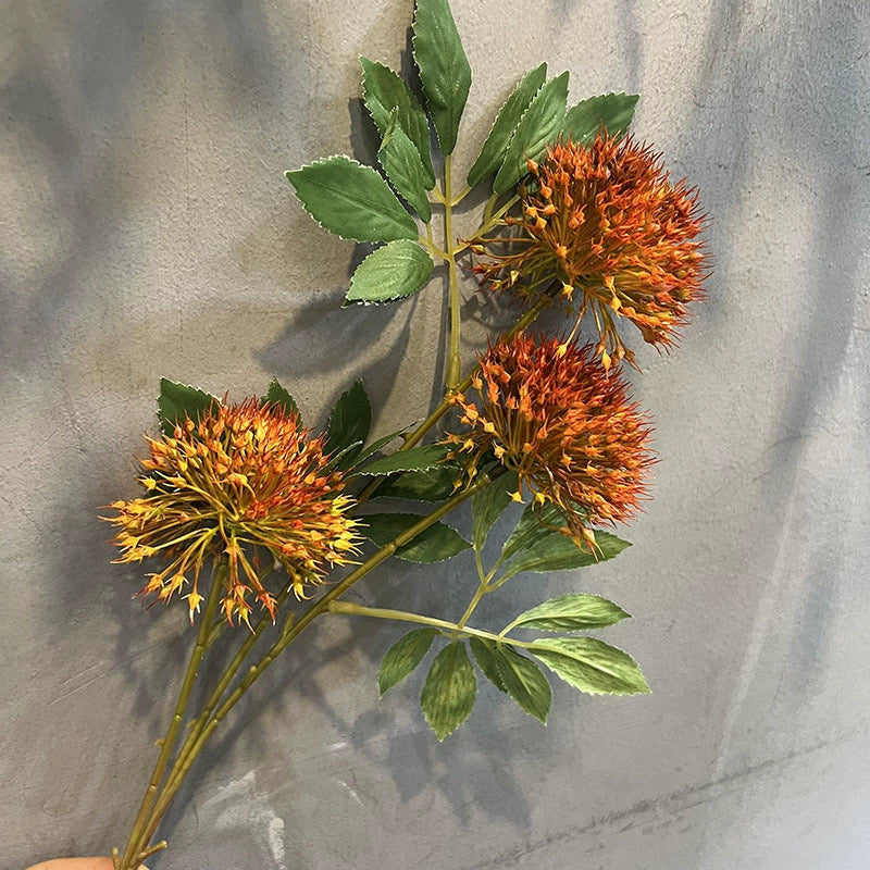 Faux Allium Stems, 26" Tall 3-Head Dandelion Puff Spray, Realistic Long Stem Flowers for Vase, Modern Home Decor, DIY Wedding Bouquet