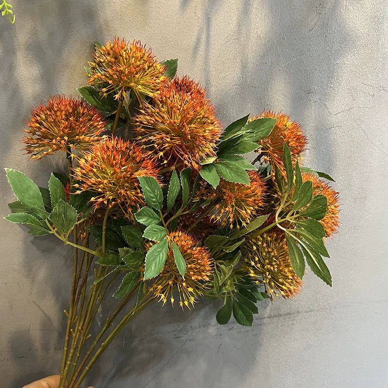 Faux Allium Stems, 26" Tall 3-Head Dandelion Puff Spray, Realistic Long Stem Flowers for Vase, Modern Home Decor, DIY Wedding Bouquet
