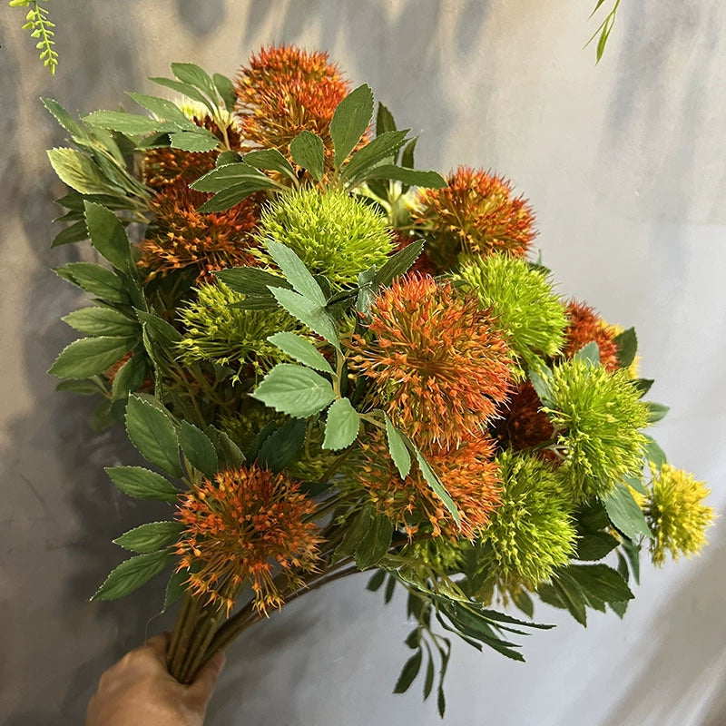 Faux Allium Stems, 26" Tall 3-Head Dandelion Puff Spray, Realistic Long Stem Flowers for Vase, Modern Home Decor, DIY Wedding Bouquet