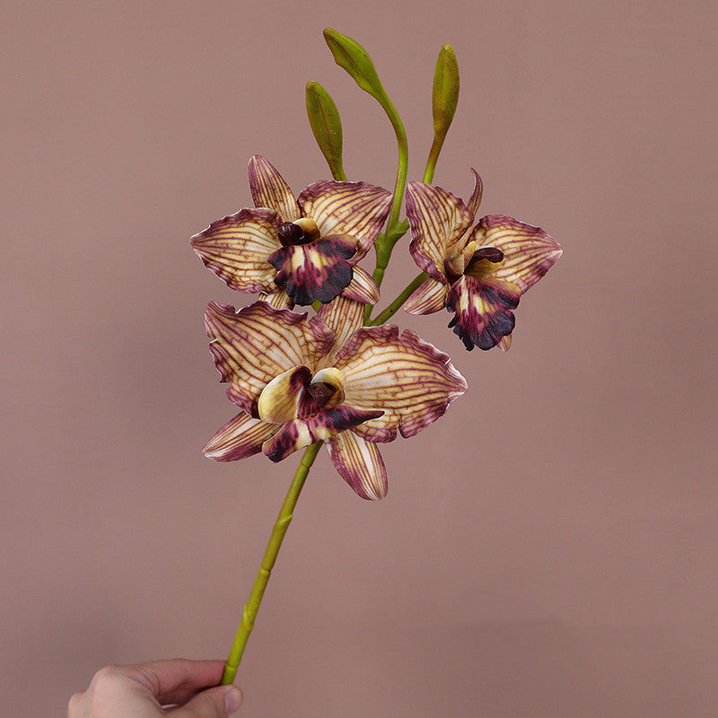 Lifelike Phalaenopsis Orchid Stem, 20" Tall Realistic Faux Flowers for Dreamy DIY Wedding Bouquets, Centerpieces, Modern Home Decor