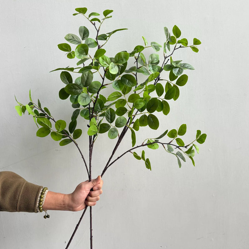 Real Touch Money Leaf Stems (Set of 2), 35" Long Artificial Greenery Branch, Lifelike 3D Printed Leaves for Vase, Wedding & Home Decor
