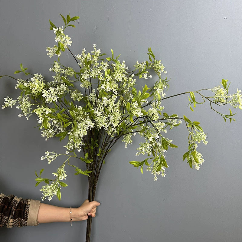 Long Weeping Forsythia Branch, 50" Cascading Artificial Flower Stem, Realistic Faux Floral for DIY Wedding Arch, Tall Vase, Home Decor