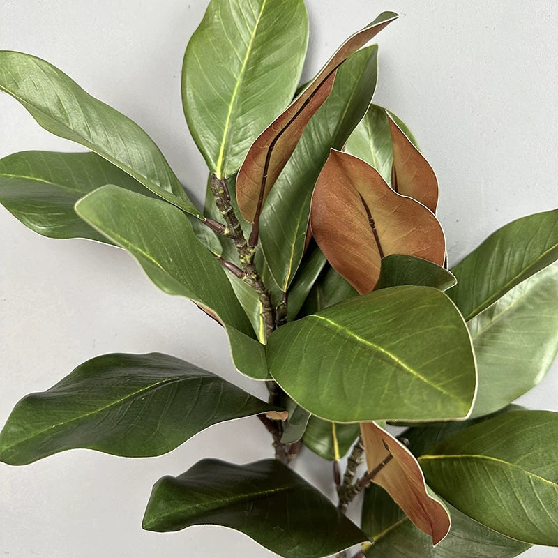 22" Artificial Magnolia Leaf Spray, Realistic Faux Greenery Stems for Vase, Autumn Home Decor, DIY Wedding Centerpieces, Bulk Floral Supplies