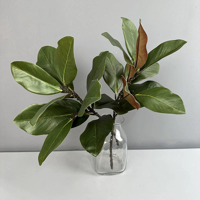 22" Artificial Magnolia Leaf Spray, Realistic Faux Greenery Stems for Vase, Autumn Home Decor, DIY Wedding Centerpieces, Bulk Floral Supplies