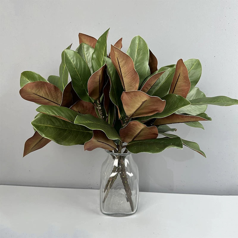 22" Artificial Magnolia Leaf Spray, Realistic Faux Greenery Stems for Vase, Autumn Home Decor, DIY Wedding Centerpieces, Bulk Floral Supplies
