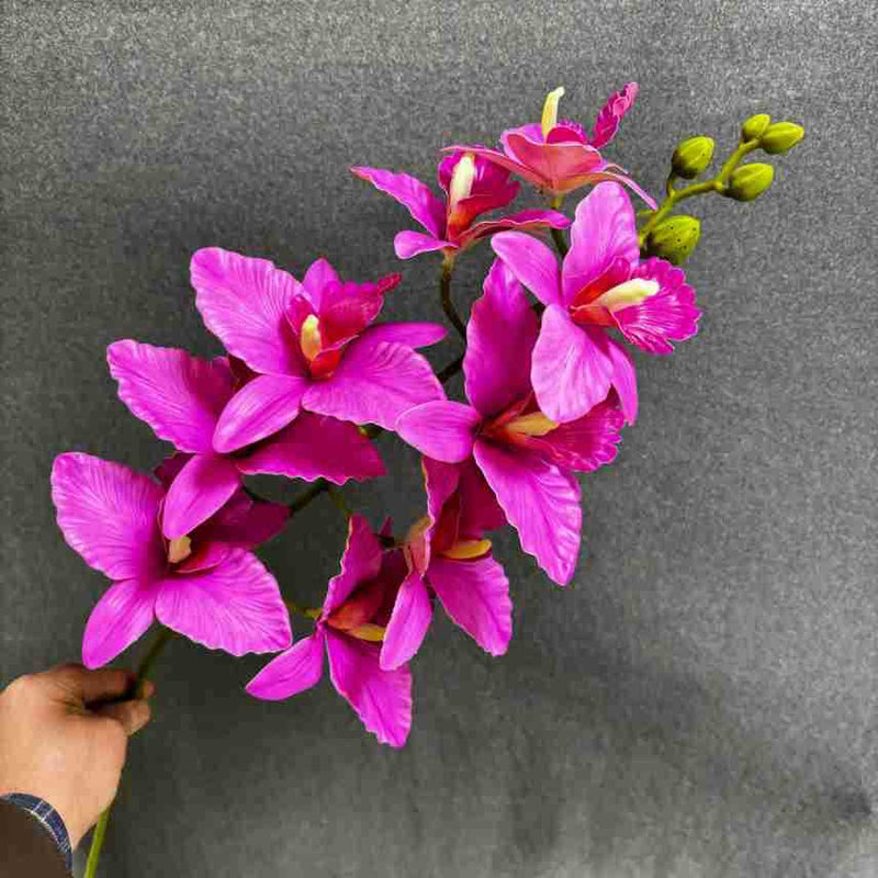 Realistic 9-Head Cattleya Orchid Arrangement, 39" Long, Faux Flowers for Home Decor, Wedding Centerpieces, Outdoor Events