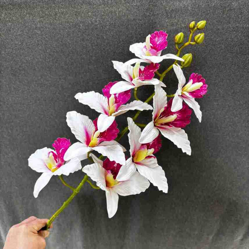 Realistic 9-Head Cattleya Orchid Arrangement, 39" Long, Faux Flowers for Home Decor, Wedding Centerpieces, Outdoor Events