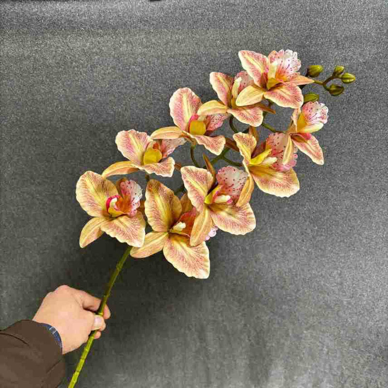 Realistic 9-Head Cattleya Orchid Arrangement, 39" Long, Faux Flowers for Home Decor, Wedding Centerpieces, Outdoor Events