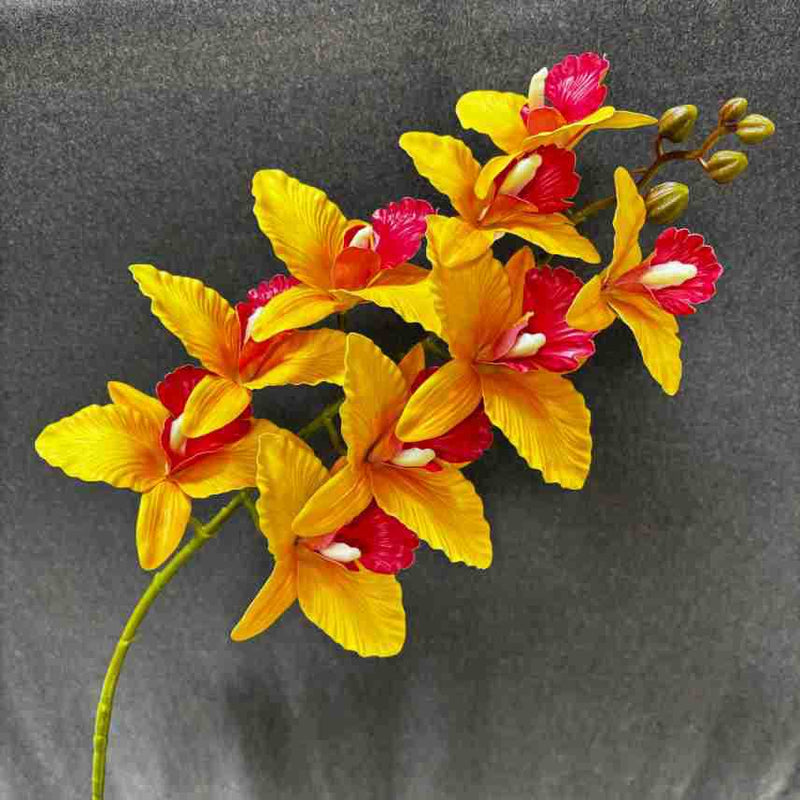 Realistic 9-Head Cattleya Orchid Arrangement, 39" Long, Faux Flowers for Home Decor, Wedding Centerpieces, Outdoor Events