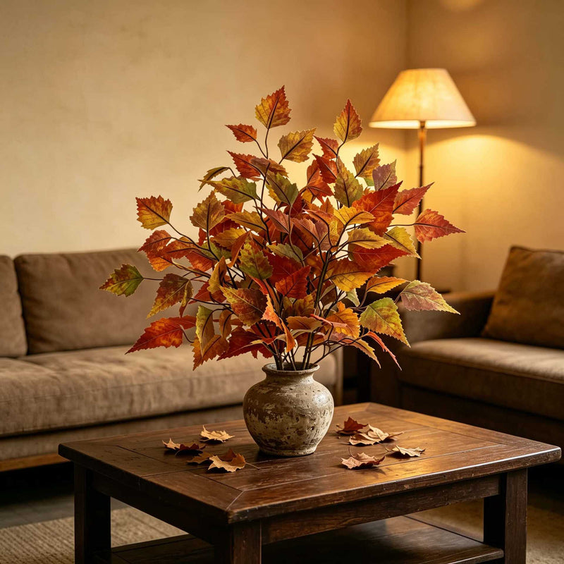 Realistic Artificial Maple Leaf Branch 22" - Autumn Decor for Weddings, Home Styling, Thanksgiving Arrangements