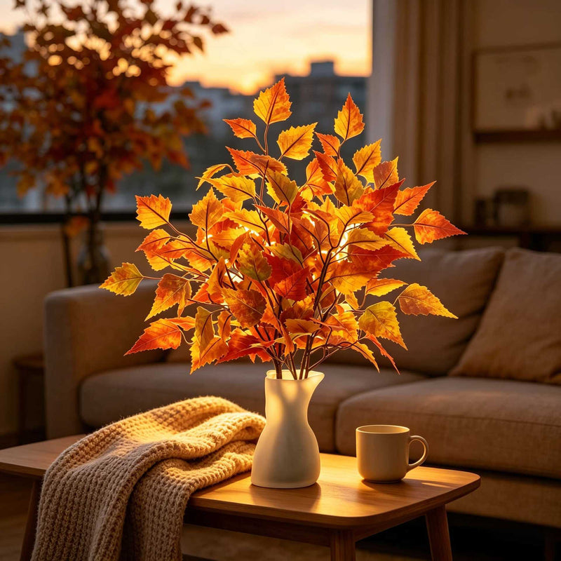 Realistic Artificial Maple Leaf Branch 22" - Autumn Decor for Weddings, Home Styling, Thanksgiving Arrangements