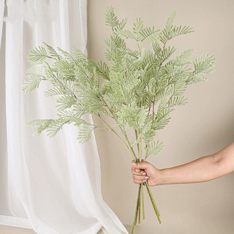 30 Inch Artificial Mimosa Plant, Real-Touch Faux Greenery, Gray-Green Stems for Wedding Decor, Home & Event Styling, Bulk or Single Purchase
