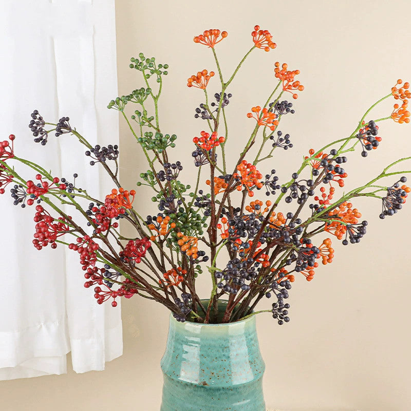 Realistic Faux Berry Vine, 31 Inch Artificial Silk Berries, Red/Blue/Black/Orange/Green, Bulk Wholesale or Single, Wedding Decor, Home Accent