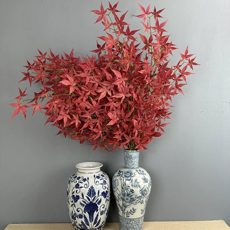 Real-Touch Artificial Maple Leaves, 43" Potted Plant in Red & Green, Bulk & Single Purchase, for Wedding Decor, Home Styling, Seasonal Displays
