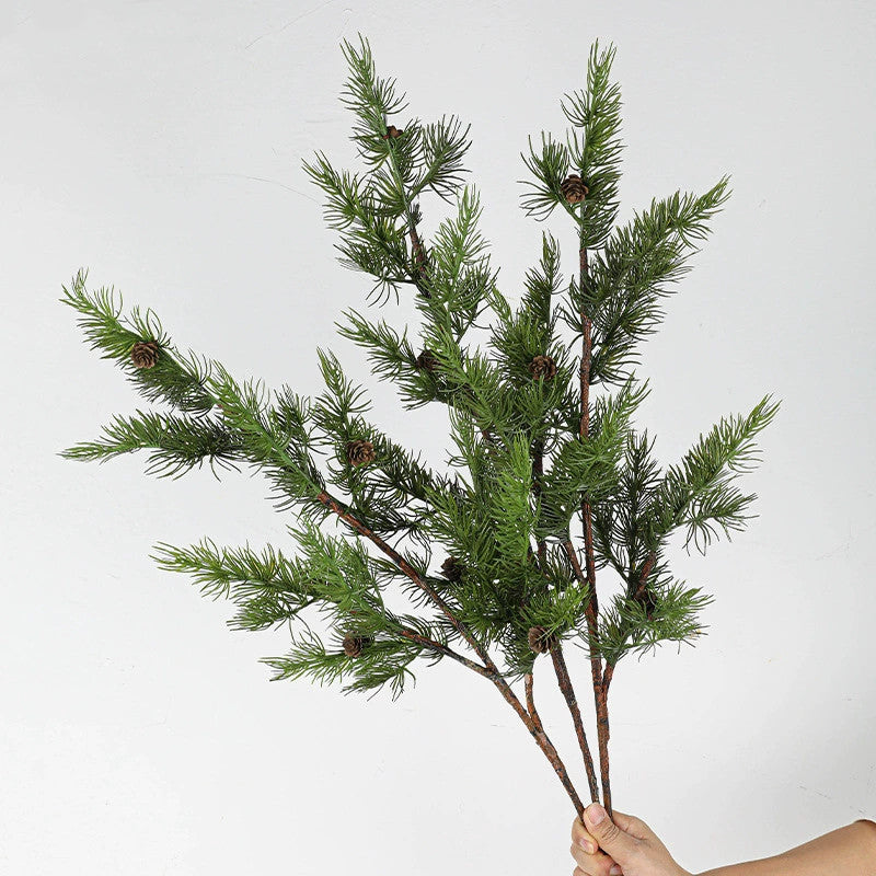 Faux Pine Needle Branch with Pinecones, 37" Real-Touch Greenery, Bulk Pack for Wedding Decor, Home & Commercial Styling, Seasonal Displays