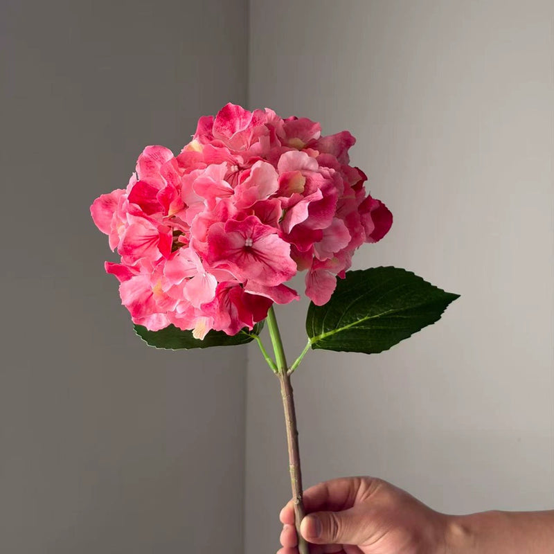 Large Petal Ombre Hydrangea Artificial Flower, Deep Purple, 18 Inch Real-Touch, Bulk or Single Stem, Wedding Decor, Home Arrangements