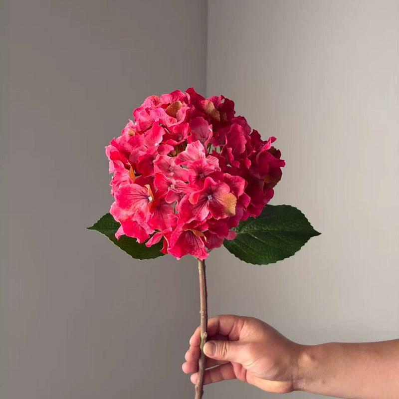 Large Petal Ombre Hydrangea Artificial Flower, Deep Purple, 18 Inch Real-Touch, Bulk or Single Stem, Wedding Decor, Home Arrangements