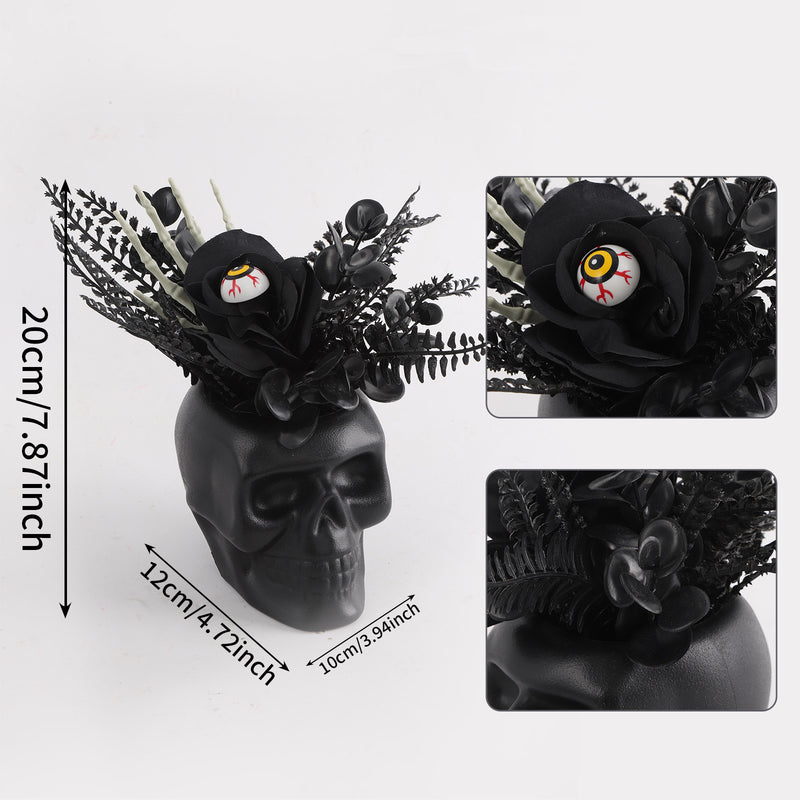8" Halloween Skull Planter, Gothic Plastic Flower Pot for Home Decor, Weddings, Holiday Displays, Bulk Purchase Options