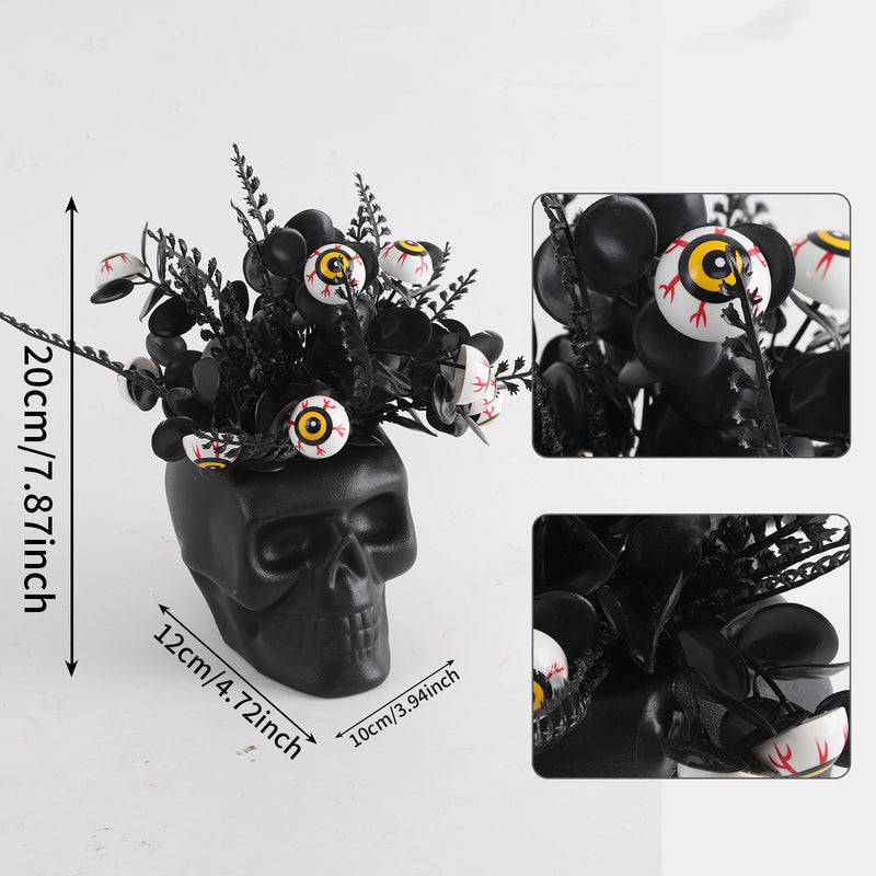 8" Halloween Skull Planter, Gothic Plastic Flower Pot for Home Decor, Weddings, Holiday Displays, Bulk Purchase Options