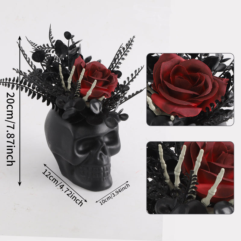 8" Halloween Skull Planter, Gothic Plastic Flower Pot for Home Decor, Weddings, Holiday Displays, Bulk Purchase Options