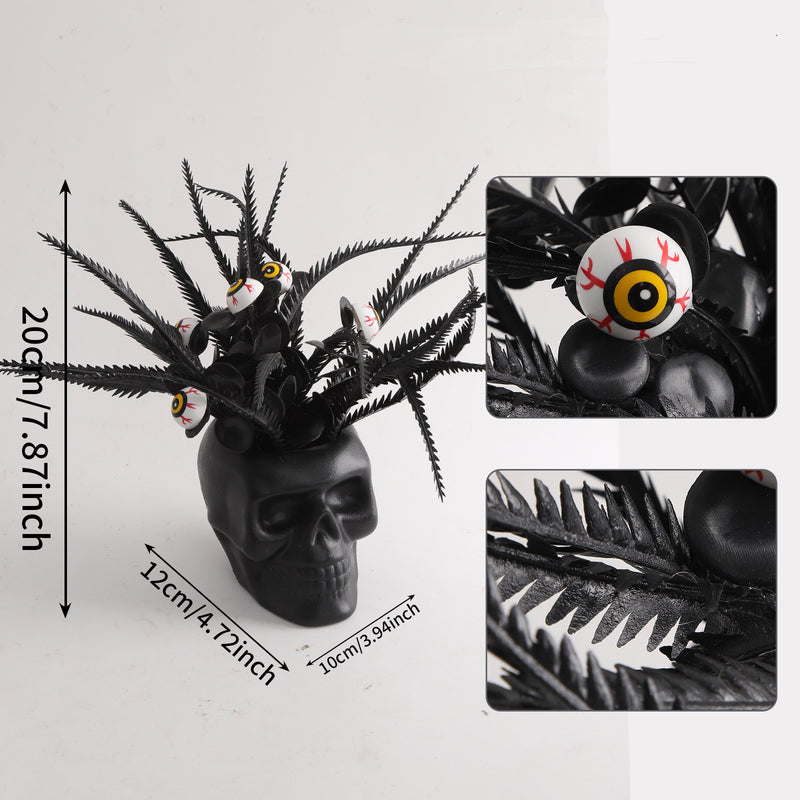 8" Halloween Skull Planter, Gothic Plastic Flower Pot for Home Decor, Weddings, Holiday Displays, Bulk Purchase Options