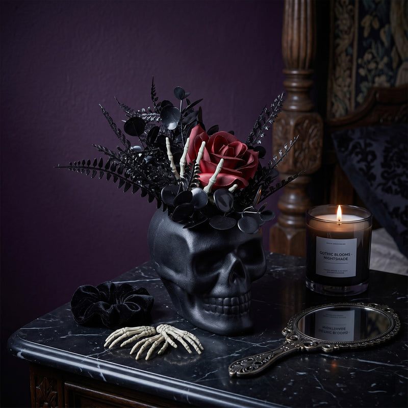 8" Halloween Skull Planter, Gothic Plastic Flower Pot for Home Decor, Weddings, Holiday Displays, Bulk Purchase Options