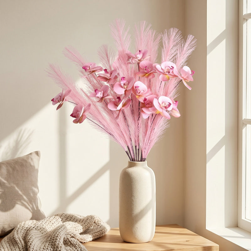 Realistic Orchid Stem 72cm (28") - Silk Faux Flowers for Home Decor, Weddings, and Events - Modern Minimalist Design, Perfect for Vases