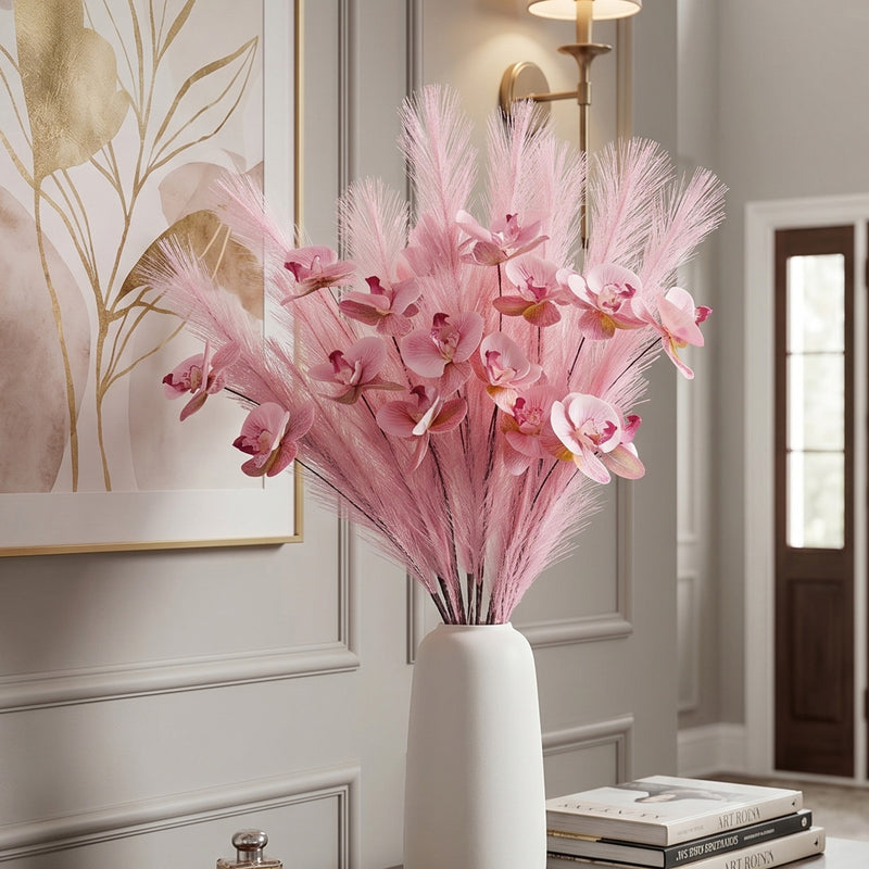 Realistic Orchid Stem 72cm (28") - Silk Faux Flowers for Home Decor, Weddings, and Events - Modern Minimalist Design, Perfect for Vases