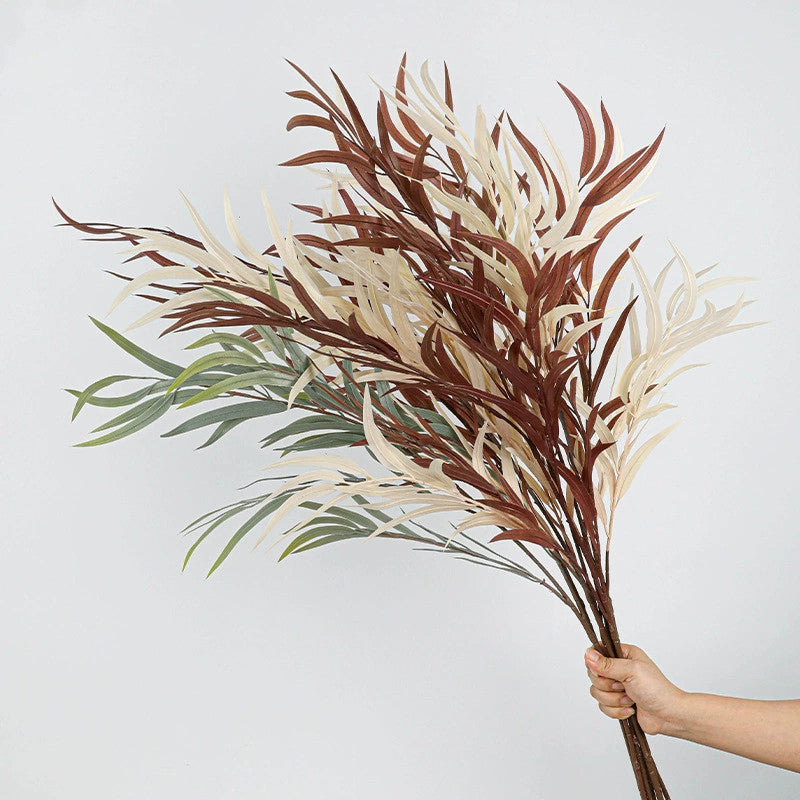 Realistic Eucalyptus Artificial Leaves, 43" Tall, Modern Green/White/Red, Perfect for Home Decor, Wedding Arrangements, and Commercial Displays