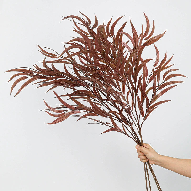 Realistic Eucalyptus Artificial Leaves, 43" Tall, Modern Green/White/Red, Perfect for Home Decor, Wedding Arrangements, and Commercial Displays