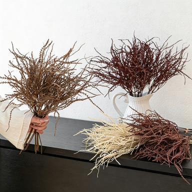 Autumn Coral Grass Bouquet, 18" Real-Touch Faux Floral Arrangement, Perfect for Weddings, Home Decor, & Seasonal Events