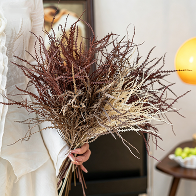 Autumn Coral Grass Bouquet, 18" Real-Touch Faux Floral Arrangement, Perfect for Weddings, Home Decor, & Seasonal Events