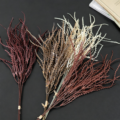 Autumn Coral Grass Bouquet, 18" Real-Touch Faux Floral Arrangement, Perfect for Weddings, Home Decor, & Seasonal Events