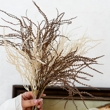 Autumn Coral Grass Bouquet, 18" Real-Touch Faux Floral Arrangement, Perfect for Weddings, Home Decor, & Seasonal Events