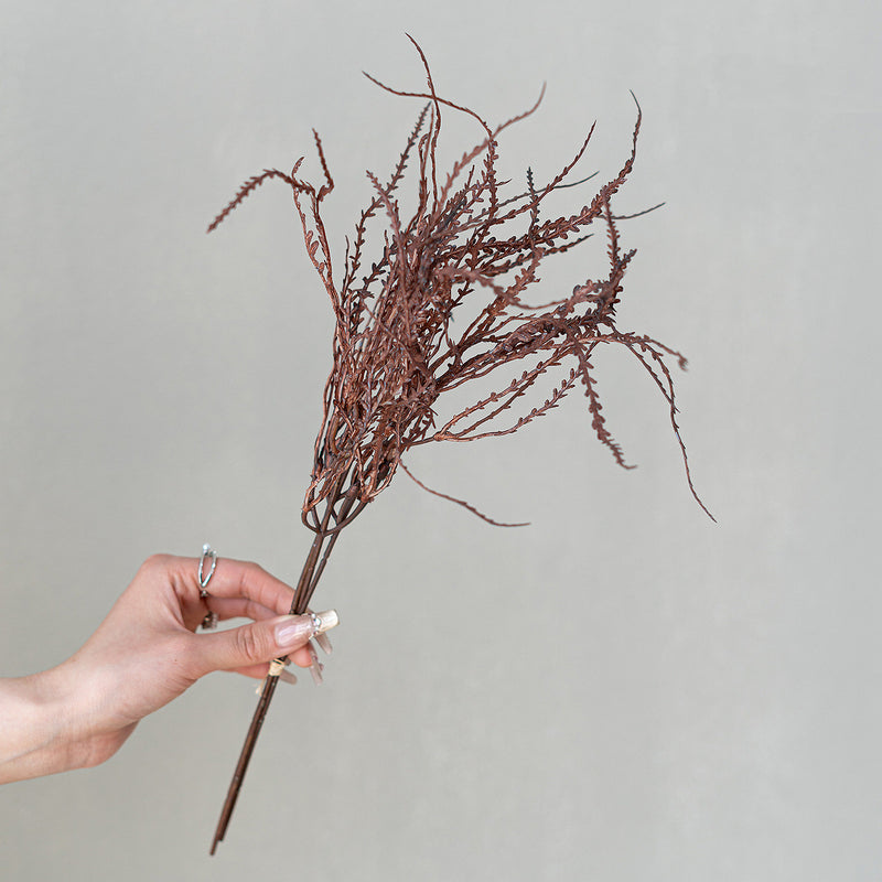 Autumn Coral Grass Bouquet, 18" Real-Touch Faux Floral Arrangement, Perfect for Weddings, Home Decor, & Seasonal Events