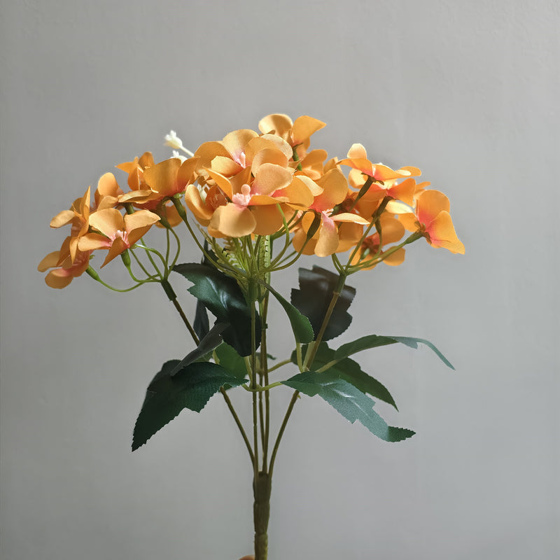 10" Tangerine Peach Faux Flower Bouquet, Silk Begonia, Perfect for Wedding Decor, Home Decoration, Autumn Centerpiece