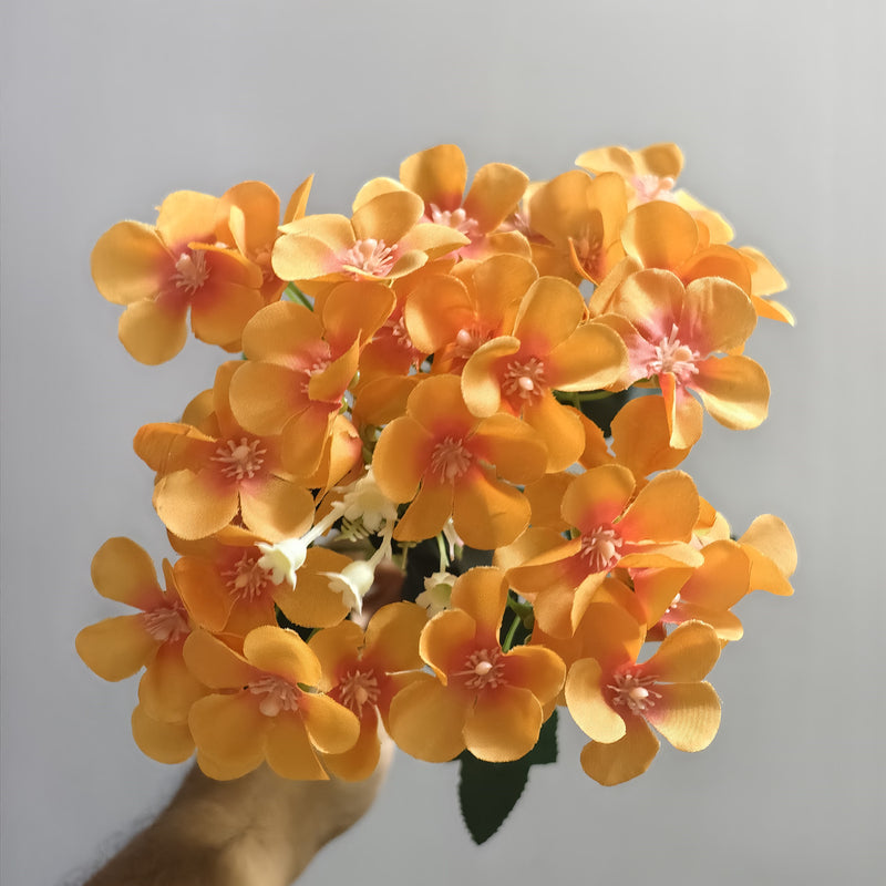 10" Tangerine Peach Faux Flower Bouquet, Silk Begonia, Perfect for Wedding Decor, Home Decoration, Autumn Centerpiece