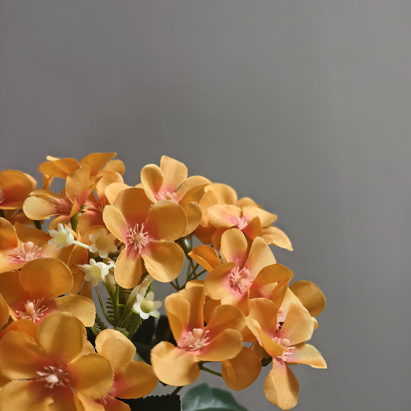 10" Tangerine Peach Faux Flower Bouquet, Silk Begonia, Perfect for Wedding Decor, Home Decoration, Autumn Centerpiece