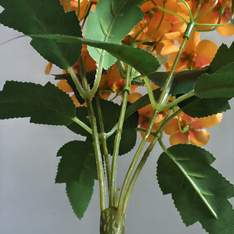 10" Tangerine Peach Faux Flower Bouquet, Silk Begonia, Perfect for Wedding Decor, Home Decoration, Autumn Centerpiece