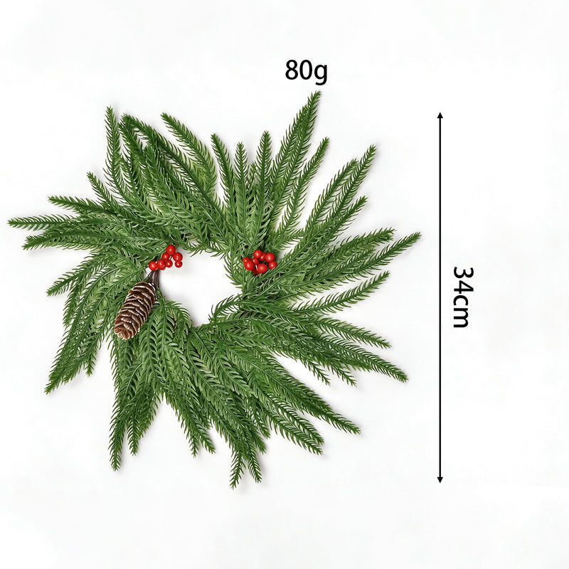 Christmas Wreath Candle Holder with Dual-Tone Noble Fir Pine Needles, Realistic Holiday Decor for Home, Wedding, and Event Styling