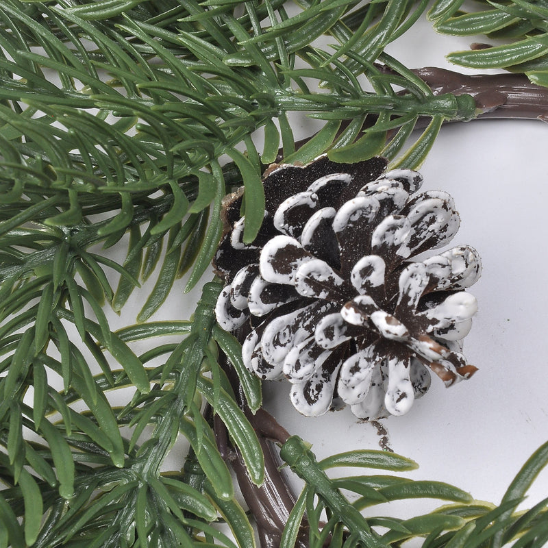 Christmas Wreath Candle Holder with Dual-Tone Noble Fir Pine Needles, Realistic Holiday Decor for Home, Wedding, and Event Styling