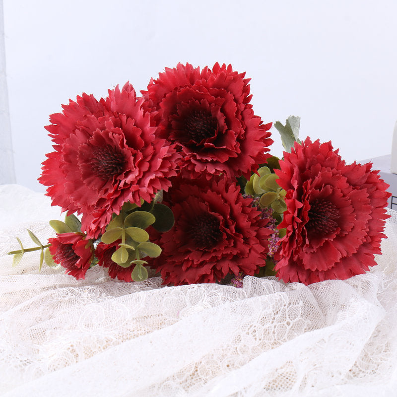 Real-Touch Silk Chrysanthemum Bouquet, 12", Handcrafted Faux Flowers for Weddings, Home Decor, Vase Arrangements, Bulk Orders Welcome